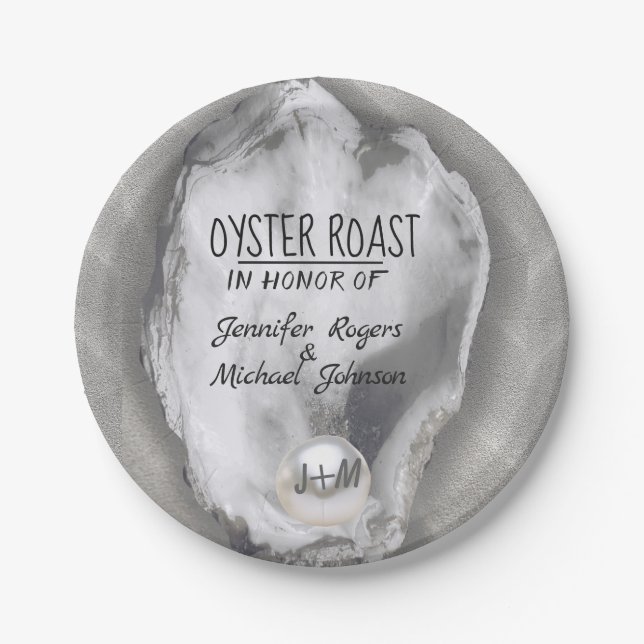 Plato De Papel Parejas Ducha Oyster Roast (Anverso)