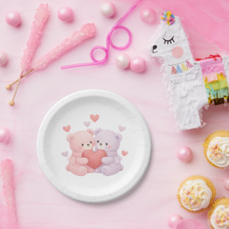 Plato De Papel Parejas Dulces y Acurrucadas