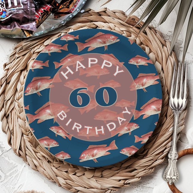 Plato De Papel Pargo rojo feliz cumpleaños edad (Subido por el creador)