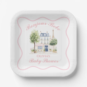 Plato De Papel Paris Baby Shower Parisian Cafe Tea Fiesta