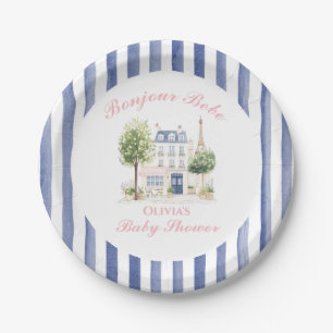 Plato De Papel Paris Baby Shower Parisian Cafe Tea Fiesta
