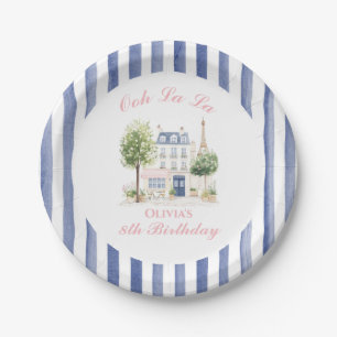 Plato De Papel Paris Birthday Parisian Cafe Tea Fiesta