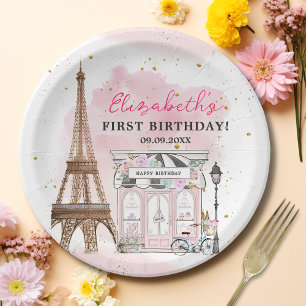 Plato De Papel Paris Birthday Parisian Cafe Tea Fiesta Birthday