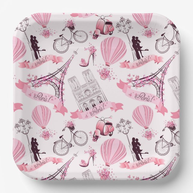 Plato De Papel París Floral (Anverso)