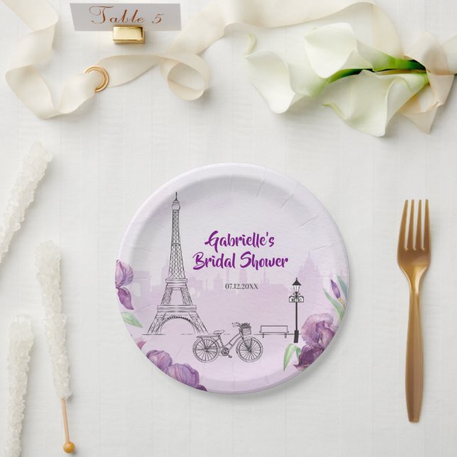 Plato De Papel Paris Purple Iris French (Boda)
