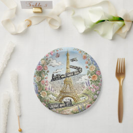 Plato De Papel París, Torre Eiffel, Arte Francés Romántico