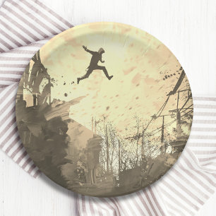 Plato De Papel Parkour Urban Free Running Estilo Art Sepia