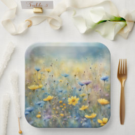 Plato De Papel Paro de flores silvestres de verano