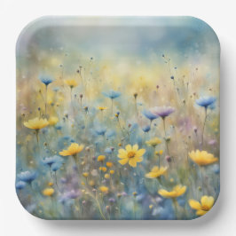 Plato De Papel Paro de flores silvestres de verano
