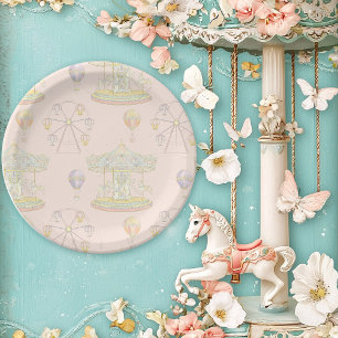 Plato De Papel Parque de diversiones Fairytale Vintage