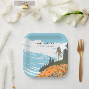 Plato De Papel Parque nacional Acadia Boda Retro