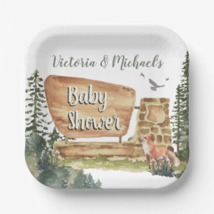 Plato De Papel Parque nacional de Woodland Baby Shower