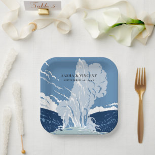 Plato De Papel Parque nacional Yellowstone Boda Retro