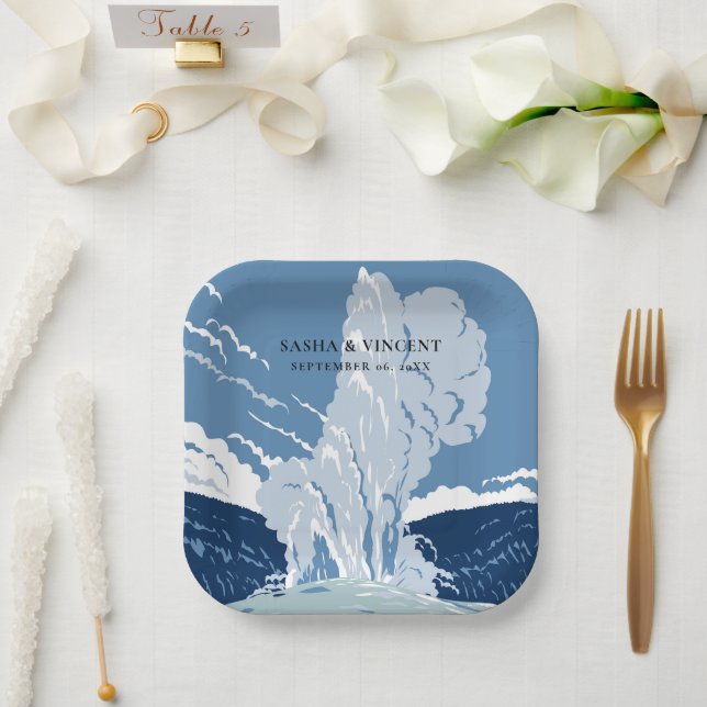 Plato De Papel Parque nacional Yellowstone Boda Retro (Boda)