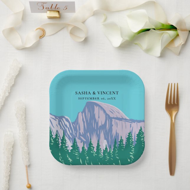 Plato De Papel Parque nacional Yosemite Boda Retro (Boda)