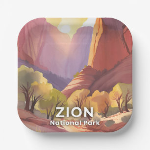 Plato De Papel Parque Nacional Zion Aquarela de viaje