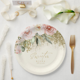 Plato De Papel Parques florales dulces Dieciséis Gold ID912