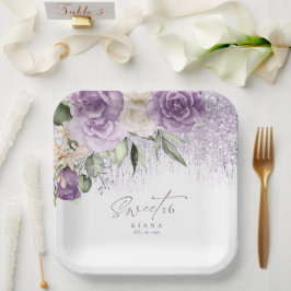 Plato De Papel Parques florales dulces Dieciséis Mauve ID912