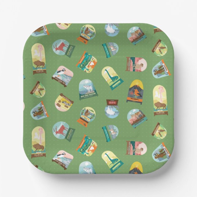 Plato De Papel Parques nacionales en placas de papel verde (Anverso)