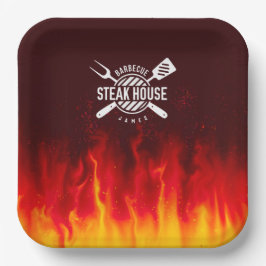 Plato De Papel Parrilladas de barbacoa — Steak House personalizad