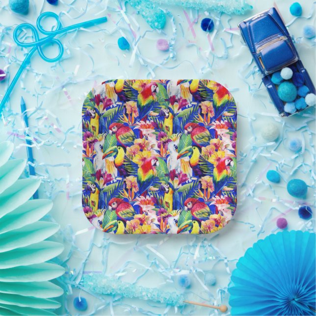 Plato De Papel Parroquias de color (Fiesta)