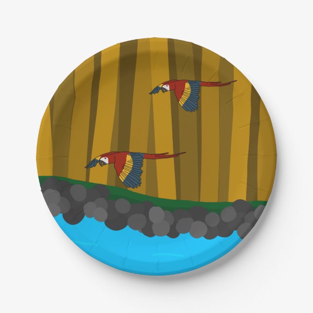 Plato De Papel Parroquias Exóticas De Carne En El Bosque (Anverso)