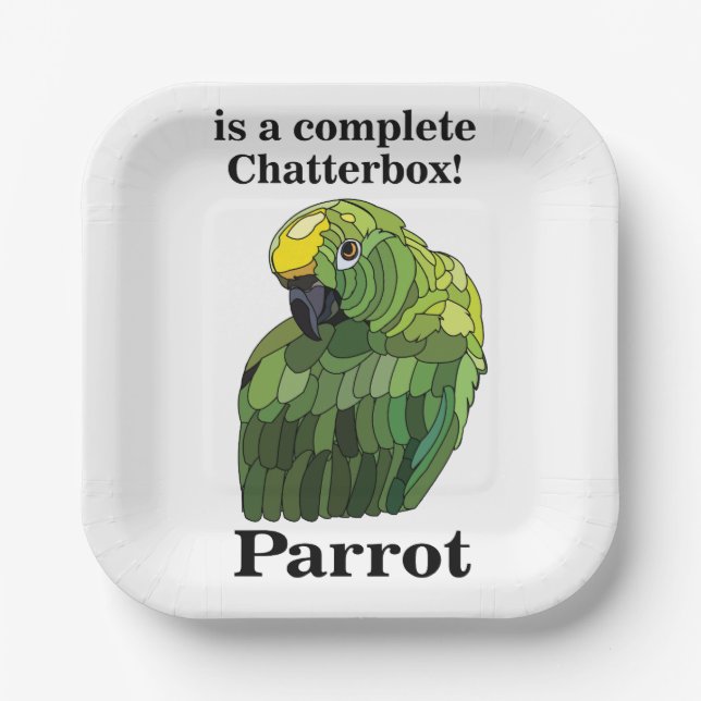 Plato De Papel Parrot Bird Chatterbox Funny Tropical Fiesta (Anverso)