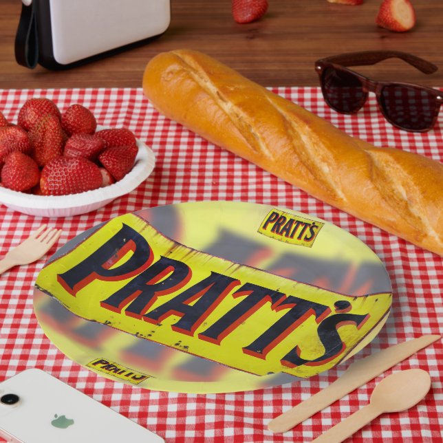 Plato De Papel Parte, signo de esmalte vintage. (Picnic)