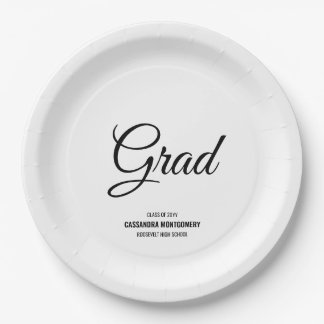 Plato De Papel Partido Blanco Minimalista de Graduación Moderna