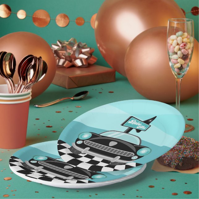 Plato De Papel Partido Cute Fifties Diner (Multi)