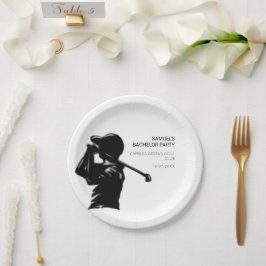 Plato De Papel Partido de Bachelor del Golfing Negro mínimo
