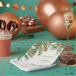 Plato De Papel Partido de Bodas de los Navidades del Cono Pino de