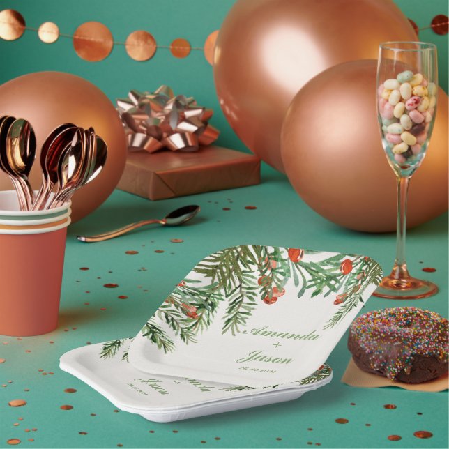 Plato De Papel Partido de Bodas de los Navidades del Cono Pino de (Multi)