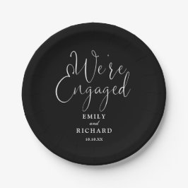 Plato De Papel Partido de Compromiso Comprometido Negro y Blanco