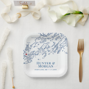 Plato De Papel Partido de compromiso de Bodas de Portland Maine C
