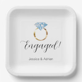 Plato De Papel Partido de compromiso del anillo de diamantes comp