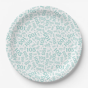 Plato De Papel Partido de Cumpleaños 105º Patrón aleatorio Verde