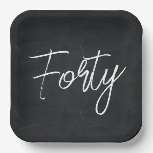 Plato De Papel Partido de cumpleaños blanco y negro moderno