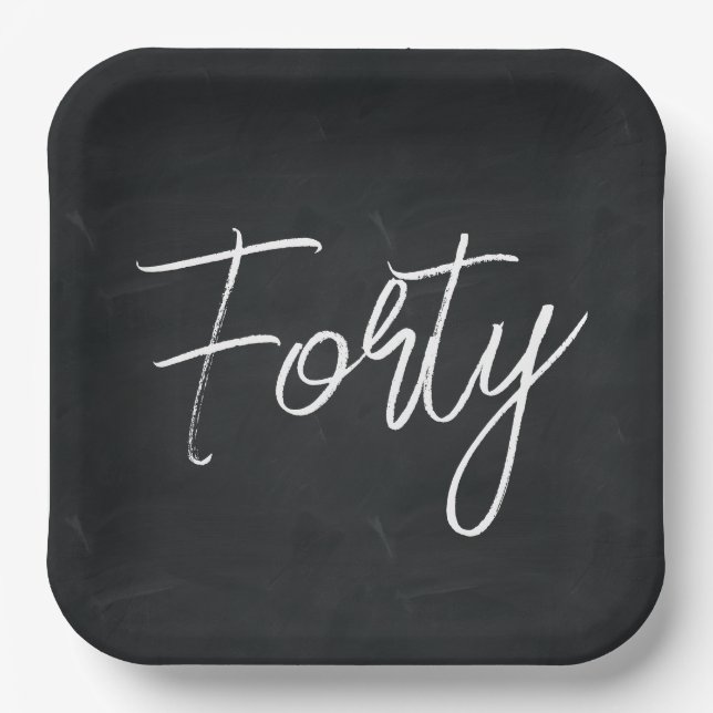 Plato De Papel Partido de cumpleaños blanco y negro moderno (Anverso)