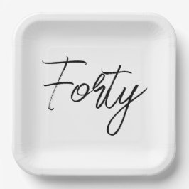 Plato De Papel Partido de Cumpleaños Blanco y Negro Moderno