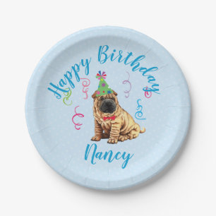 Plato De Papel Partido de Cumpleaños Chino Shar-Pei