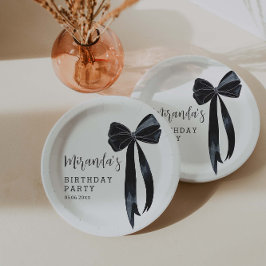 Plato De Papel Partido de Cumpleaños de Black Bow
