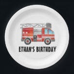 Plato De Papel Partido de cumpleaños de Cute Red Firetruck<br><div class="desc">Platos de papel de fiesta de cumpleaños de un niño de un camión de bomberos rojo.</div>