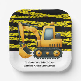 Plato De Papel Partido de Cumpleaños de la Construcción