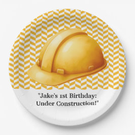 Plato De Papel Partido de Cumpleaños de la Construcción