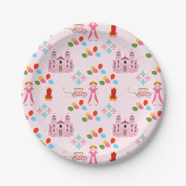 Plato De Papel Partido de Cumpleaños de la Princesa Real (Anverso)