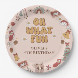 Plato De Papel Partido de cumpleaños de los Navidades del Groovy