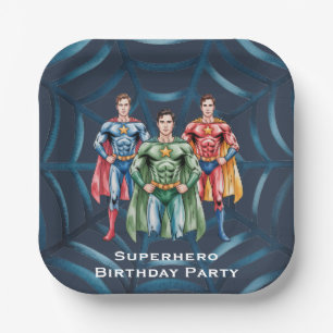 Plato De Papel Partido de Cumpleaños De Superhéroes Para Niños