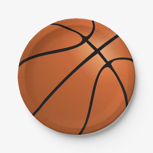 Plato De Papel Partido de Cumpleaños del Baloncesto (Anverso)