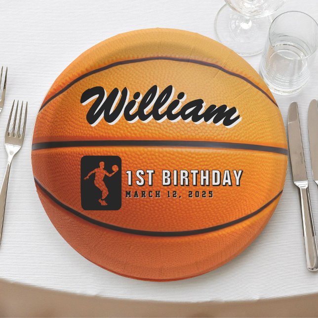 Plato De Papel Partido de Cumpleaños del Baloncesto (Basketball Birthday Party Paper Plates
)